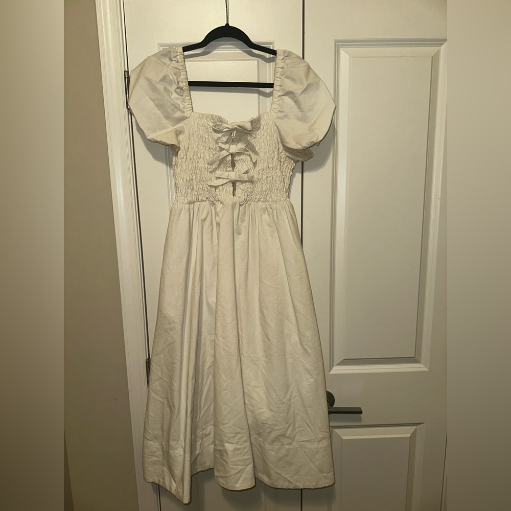 ASTR the Label Bow Detail Smock Bodice Cotton Blend Dress